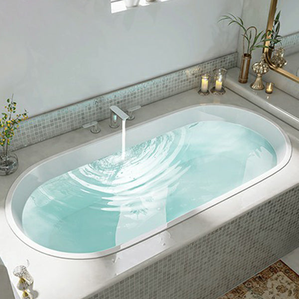 Contemporary Oval Acrylic Bathtub Soaking Drop-in Bathtub with Faucet White Tub with Silver 3-Piece Set Clearhalo 'Bathroom Remodel & Bathroom Fixtures' 'Bathtubs' 'Home Improvement' 'home_improvement' 'home_improvement_bathtubs' 'Showers & Bathtubs' 6795861