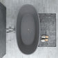 Modern Soaking Freestanding Bath Tub Stone Oval Bathtub with Overflow Trim Grey 63"L x 31"W x 22"H 1\ (2.5cm) Clearhalo 'Bathroom Remodel & Bathroom Fixtures' 'Bathtubs' 'Home Improvement' 'home_improvement' 'home_improvement_bathtubs' 'Showers & Bathtubs' 6795878