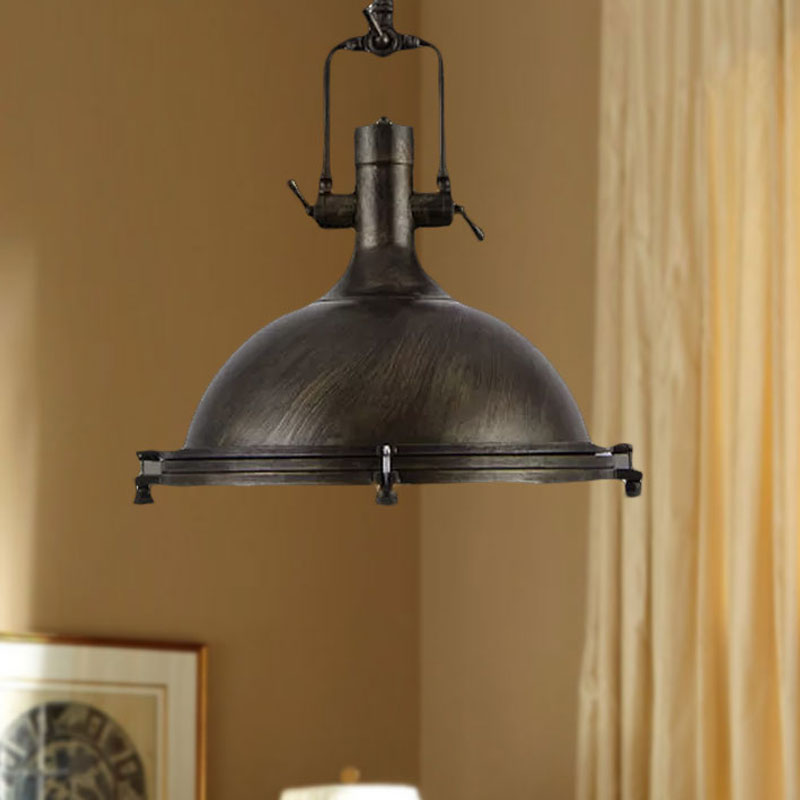 Bowl Shade Iron Ceiling Pendant Vintage Style 1 Light Coffee Shop Hanging Ceiling Light in Aged Silver/Bronze/Rust Clearhalo 'Art Deco Pendants' 'Cast Iron' 'Ceiling Lights' 'Ceramic' 'Crystal' 'Industrial Pendants' 'Industrial' 'Metal' 'Middle Century Pendants' 'Pendant Lights' 'Pendants' 'Tiffany' Lighting' 679671