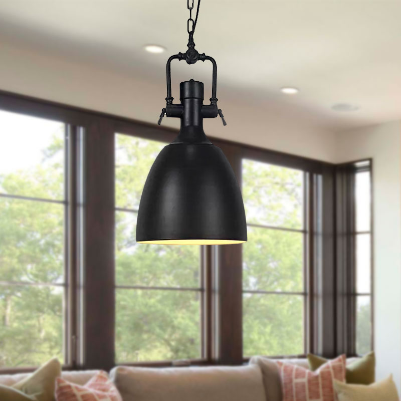 11"/14.5" Width Domed Metallic Ceiling Pendant Industrial 1 Head Coffee Shop Pendant Light Fixture in Black Clearhalo 'Art Deco Pendants' 'Black' 'Cast Iron' 'Ceiling Lights' 'Ceramic' 'Crystal' 'Industrial Pendants' 'Industrial' 'Metal' 'Middle Century Pendants' 'Pendant Lights' 'Pendants' 'Rustic Pendants' 'Tiffany' Lighting' 679672