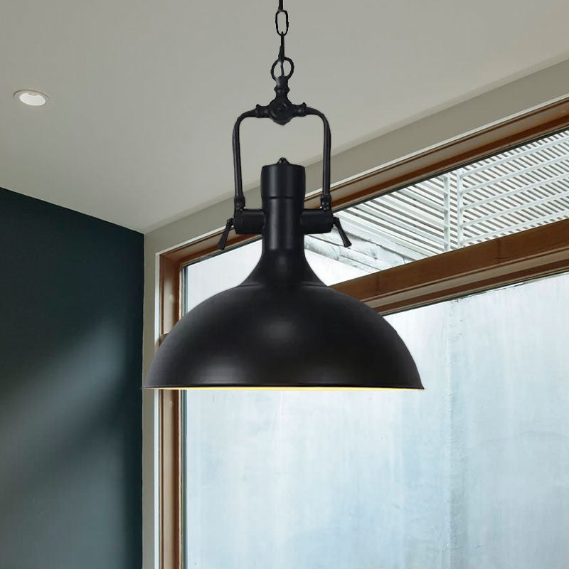11"/14.5" Width Domed Metallic Ceiling Pendant Industrial 1 Head Coffee Shop Pendant Light Fixture in Black Clearhalo 'Art Deco Pendants' 'Black' 'Cast Iron' 'Ceiling Lights' 'Ceramic' 'Crystal' 'Industrial Pendants' 'Industrial' 'Metal' 'Middle Century Pendants' 'Pendant Lights' 'Pendants' 'Rustic Pendants' 'Tiffany' Lighting' 679673