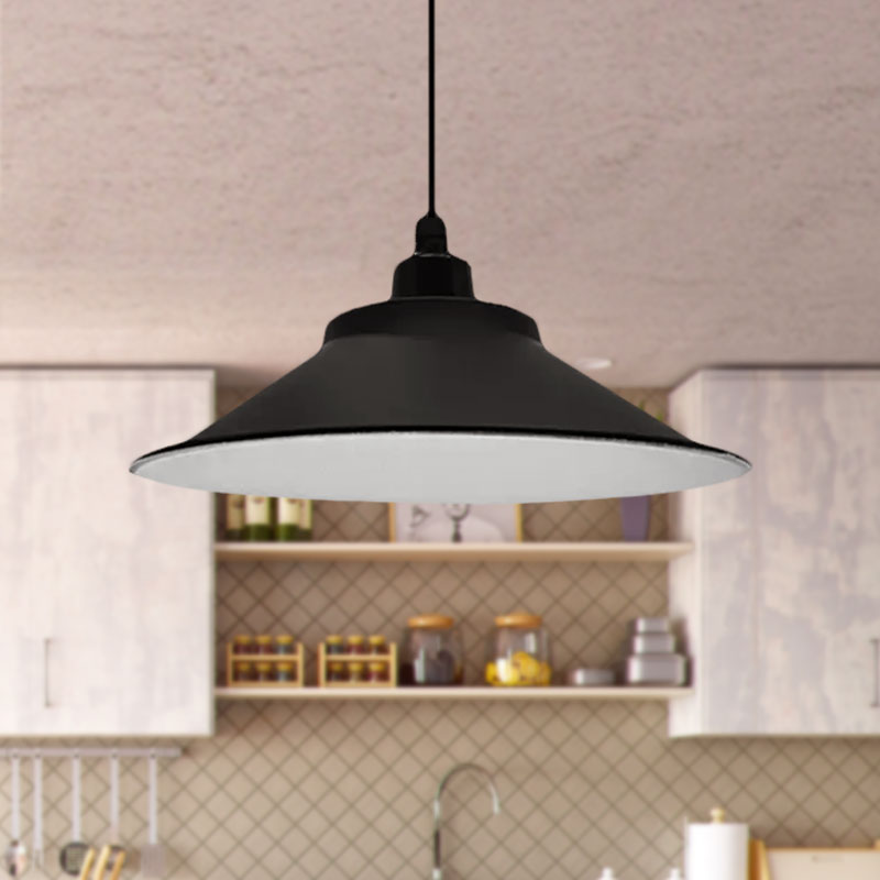 12"/14" Dia 1 Head Hanging Ceiling Light with Cone Shade Metal Industrial Indoor Pendant Light in Black Clearhalo 'Art Deco Pendants' 'Black' 'Cast Iron' 'Ceiling Lights' 'Ceramic' 'Crystal' 'Industrial Pendants' 'Industrial' 'Metal' 'Middle Century Pendants' 'Pendant Lights' 'Pendants' 'Rustic Pendants' 'Tiffany' Lighting' 679693
