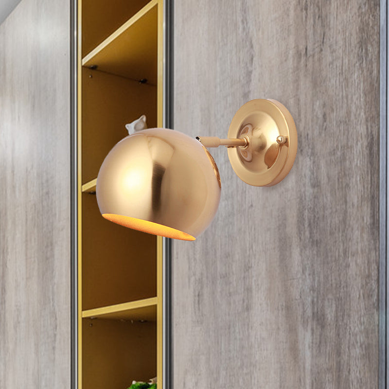 Brass 1 Bulb Wall Light Sconce Loft Style Metal Globe Shade Wall Mounted Lamp for Dining Room Clearhalo 'Art deco wall lights' 'Cast Iron' 'Glass' 'Industrial wall lights' 'Industrial' 'Middle century wall lights' 'Modern' 'Rustic wall lights' 'Tiffany' 'Traditional wall lights' 'Wall Lamps & Sconces' 'Wall Lights' Lighting' 679715