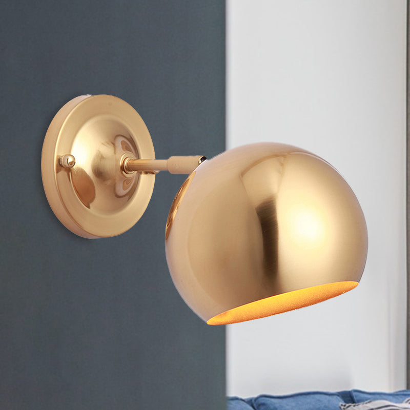 Brass 1 Bulb Wall Light Sconce Loft Style Metal Globe Shade Wall Mounted Lamp for Dining Room Clearhalo 'Art deco wall lights' 'Cast Iron' 'Glass' 'Industrial wall lights' 'Industrial' 'Middle century wall lights' 'Modern' 'Rustic wall lights' 'Tiffany' 'Traditional wall lights' 'Wall Lamps & Sconces' 'Wall Lights' Lighting' 679716