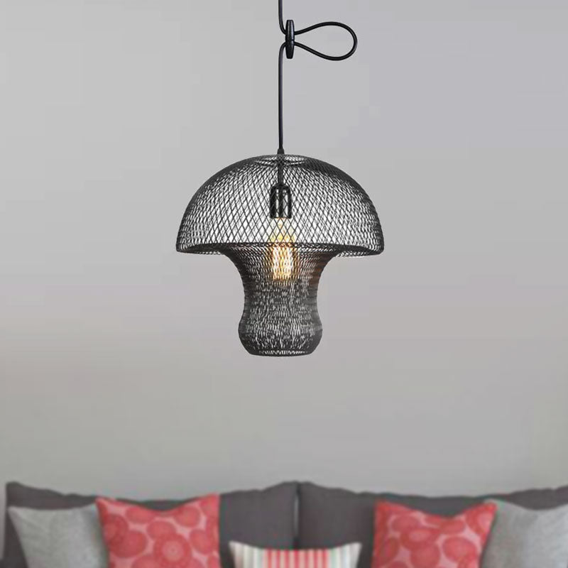 Black Mesh Cage Pendant Light Industrial Metal One Light Dining Room Hanging Lamp Clearhalo 'Art Deco Pendants' 'Black' 'Cast Iron' 'Ceiling Lights' 'Ceramic' 'Crystal' 'Industrial Pendants' 'Industrial' 'Metal' 'Middle Century Pendants' 'Pendant Lights' 'Pendants' 'Rustic Pendants' 'Tiffany' Lighting' 679768
