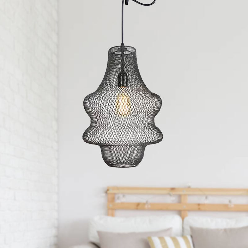 Black Mesh Cage Pendant Light Industrial Metal One Light Dining Room Hanging Lamp Clearhalo 'Art Deco Pendants' 'Black' 'Cast Iron' 'Ceiling Lights' 'Ceramic' 'Crystal' 'Industrial Pendants' 'Industrial' 'Metal' 'Middle Century Pendants' 'Pendant Lights' 'Pendants' 'Rustic Pendants' 'Tiffany' Lighting' 679774