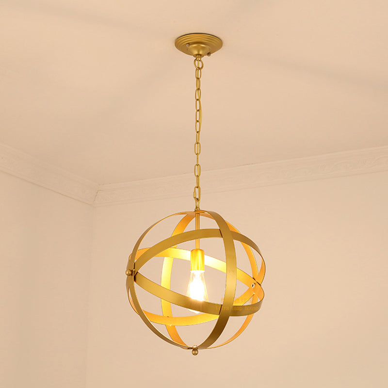 Spherical Metal Pendant Lamp Industrial 1 Light Living Room Hanging Light in Gold/Aged Sliver for Dining Table Clearhalo 'Art Deco Pendants' 'Cast Iron' 'Ceiling Lights' 'Ceramic' 'Crystal' 'Industrial Pendants' 'Industrial' 'Metal' 'Middle Century Pendants' 'Pendant Lights' 'Pendants' 'Tiffany' Lighting' 679780