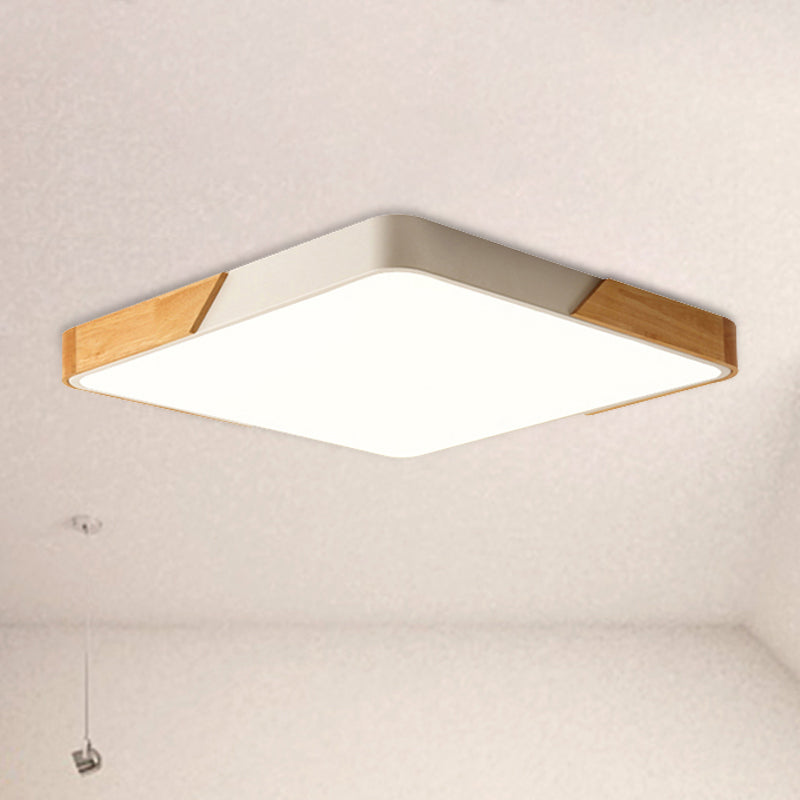 Bedroom Ceiling Light Square, Nordic Green Flush Mount Lighting with Wood and Acrylic Shade for Children Clearhalo 'Ceiling Lights' 'Close To Ceiling Lights' 'Close to ceiling' 'Flush mount' Lighting' 679811