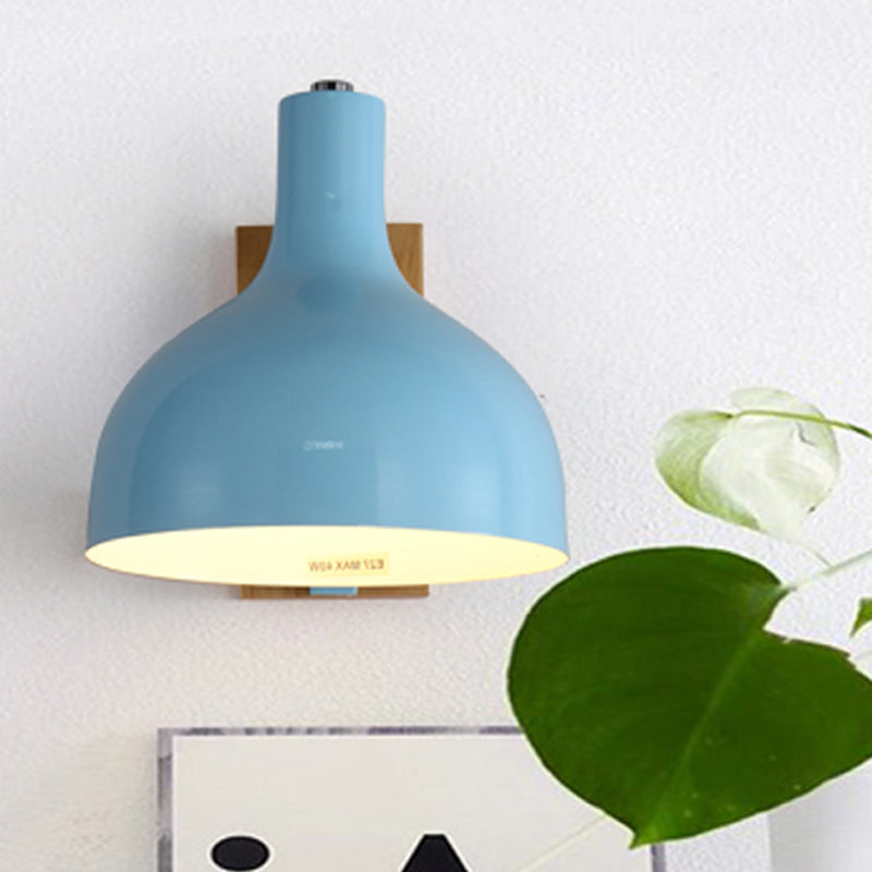 Metal Bowl Shaped Wall Light Living Room Single Light Nordic Style Undertint Sconce Lamp Blue Clearhalo 'Wall Lamps & Sconces' 'Wall Lights' Lighting' 679821