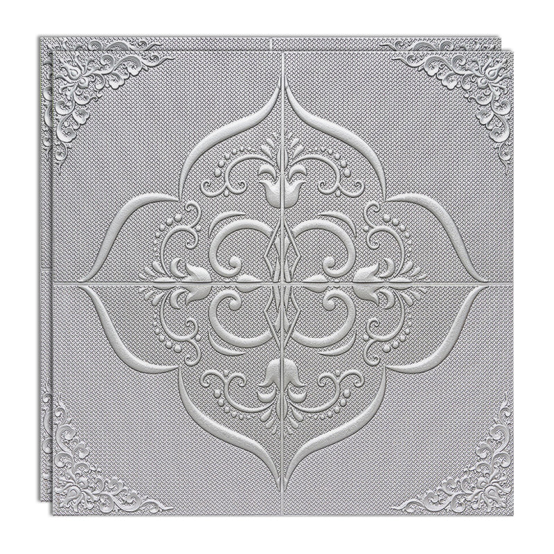 Industrial Wall Plank 3D Printing Bathroom Wall Panels Set of 2 Silver Gray Clearhalo 'Flooring 'Home Improvement' 'home_improvement' 'home_improvement_wall_paneling' 'Wall Paneling' 'wall_paneling' 'Walls & Ceilings' Walls and Ceiling' 6799580