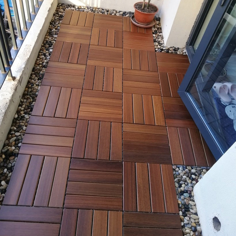 Smooth Teak Floor Tile Water Resistant Click Lock Wooden Floor for Living Room 12" x 12" Clearhalo 'Flooring 'Hardwood Flooring' 'hardwood_flooring' 'Home Improvement' 'home_improvement' 'home_improvement_hardwood_flooring' Walls and Ceiling' 6799687