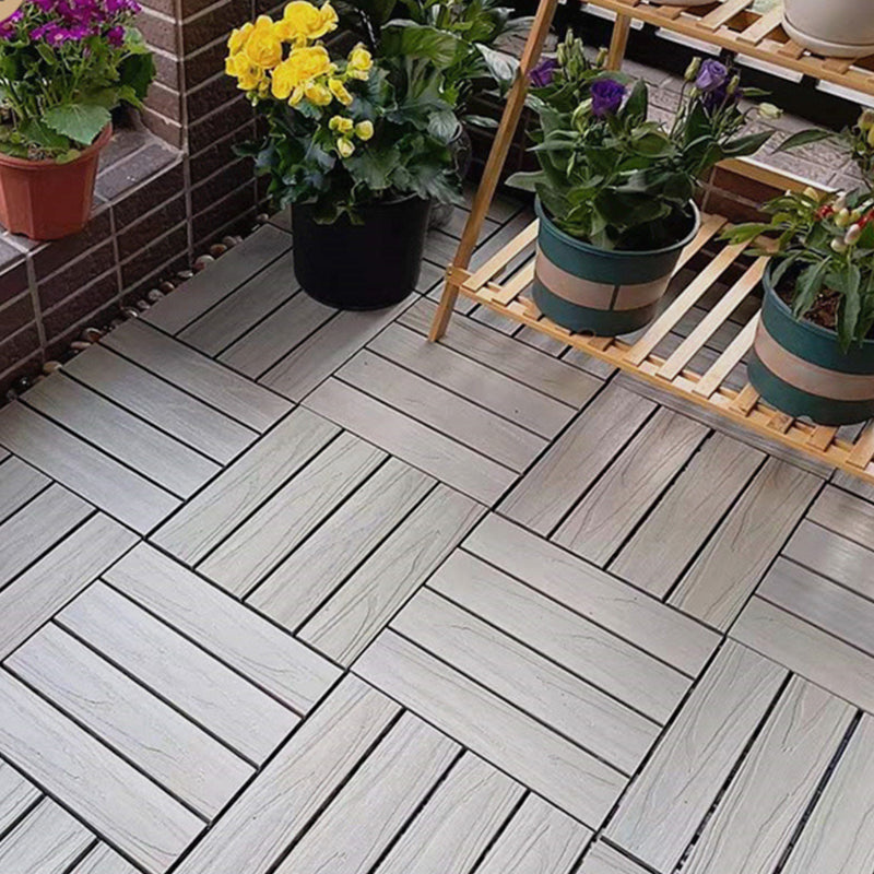 Square Engineered Wooden Floor Water Resistant Smooth Floor Tile for Patio Garden Gray-White Clearhalo 'Flooring 'Hardwood Flooring' 'hardwood_flooring' 'Home Improvement' 'home_improvement' 'home_improvement_hardwood_flooring' Walls and Ceiling' 6799764