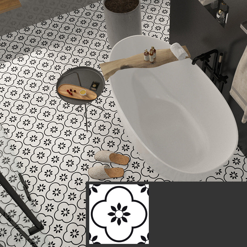 Patterned Vinyl Flooring Peel and Stick Vinyl Flooring with Square Edge Black White Clearhalo 'Flooring 'Home Improvement' 'home_improvement' 'home_improvement_vinyl_flooring' 'Vinyl Flooring' 'vinyl_flooring' Walls and Ceiling' 6799791