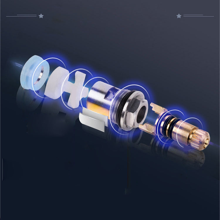 Contemporary Faucet Knob Handle Low Arc Zinc Faucet in Silver Clearhalo 'Bathroom Remodel & Bathroom Fixtures' 'Bathroom Sink Faucets' 'Bathroom Sinks & Faucet Components' 'bathroom_sink_faucets' 'Home Improvement' 'home_improvement' 'home_improvement_bathroom_sink_faucets' 6799874