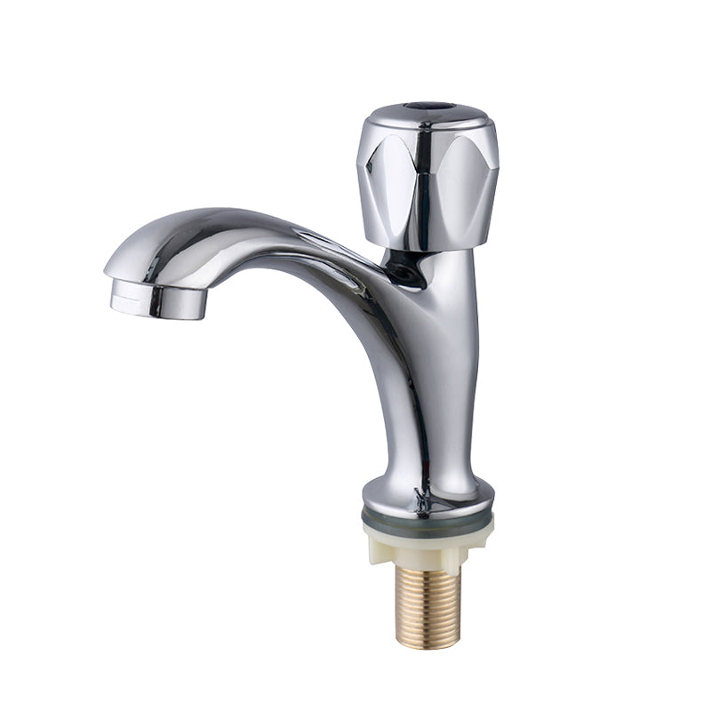 Contemporary Faucet Knob Handle 1 Hole Low Arc Solid Brass Faucet 31.5 Inches Clearhalo 'bathroom_sink_faucets' 'Conjuntos de Torneiras de Lavatório e Banheiro' 'home_improvement' 'home_improvement_bathroom_sink_faucets' 'Mobiliário Doméstico' 'Página inicial' 'Renovação e equipamento de casa de banho' 'Torneira para lavatório de banheiro' 6799877