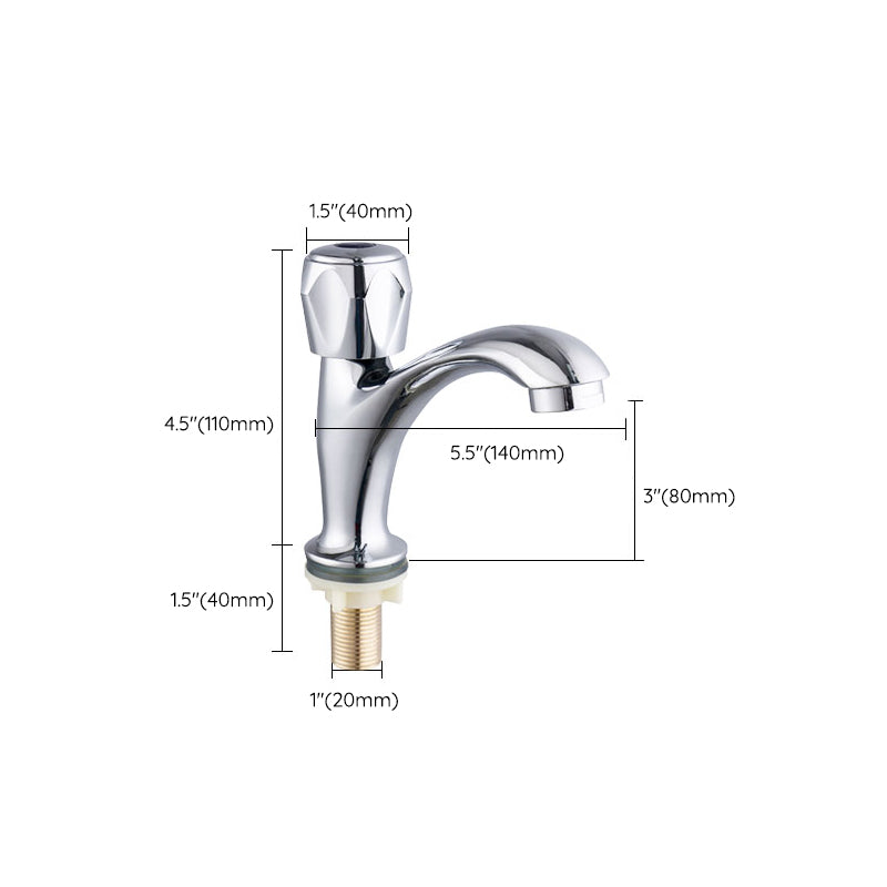Contemporary Faucet Knob Handle 1 Hole Low Arc Solid Brass Faucet Clearhalo 'bathroom_sink_faucets' 'Conjuntos de Torneiras de Lavatório e Banheiro' 'home_improvement' 'home_improvement_bathroom_sink_faucets' 'Mobiliário Doméstico' 'Página inicial' 'Renovação e equipamento de casa de banho' 'Torneira para lavatório de banheiro' 6799885