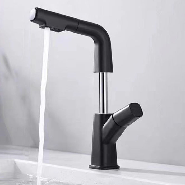 Widespread Sink Faucet Modern Faucet with Single Knob Handle Black Clearhalo 'Bathroom Remodel & Bathroom Fixtures' 'Bathroom Sink Faucets' 'Bathroom Sinks & Faucet Components' 'bathroom_sink_faucets' 'Home Improvement' 'home_improvement' 'home_improvement_bathroom_sink_faucets' 6799950
