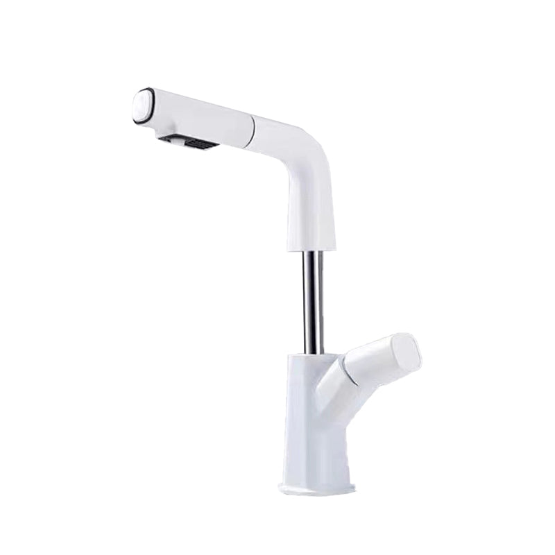 Widespread Sink Faucet Modern Faucet with Single Knob Handle White Clearhalo 'Bathroom Remodel & Bathroom Fixtures' 'Bathroom Sink Faucets' 'Bathroom Sinks & Faucet Components' 'bathroom_sink_faucets' 'Home Improvement' 'home_improvement' 'home_improvement_bathroom_sink_faucets' 6799952