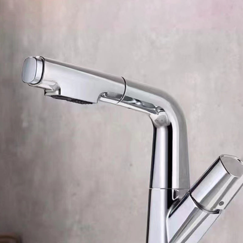 Widespread Sink Faucet Modern Faucet with Single Knob Handle Clearhalo 'Bathroom Remodel & Bathroom Fixtures' 'Bathroom Sink Faucets' 'Bathroom Sinks & Faucet Components' 'bathroom_sink_faucets' 'Home Improvement' 'home_improvement' 'home_improvement_bathroom_sink_faucets' 6799953