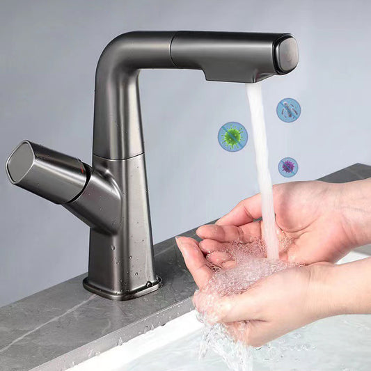 Widespread Sink Faucet Modern Faucet with Single Knob Handle Clearhalo 'Bathroom Remodel & Bathroom Fixtures' 'Bathroom Sink Faucets' 'Bathroom Sinks & Faucet Components' 'bathroom_sink_faucets' 'Home Improvement' 'home_improvement' 'home_improvement_bathroom_sink_faucets' 6799956