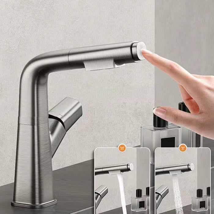 Widespread Sink Faucet Modern Faucet with Single Knob Handle Clearhalo 'Bathroom Remodel & Bathroom Fixtures' 'Bathroom Sink Faucets' 'Bathroom Sinks & Faucet Components' 'bathroom_sink_faucets' 'Home Improvement' 'home_improvement' 'home_improvement_bathroom_sink_faucets' 6799959