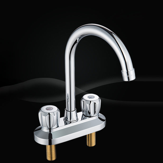 Modern Style Bathroom Faucet Double Handles Faucet Swivel Spout Faucet Gooseneck Shut-off Valve Not Included Clearhalo 'Bathroom Remodel & Bathroom Fixtures' 'Bathroom Sink Faucets' 'Bathroom Sinks & Faucet Components' 'bathroom_sink_faucets' 'Home Improvement' 'home_improvement' 'home_improvement_bathroom_sink_faucets' 6799964