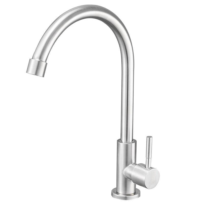 Modern High-Arc Kitchen Faucet Stainless Steel Lead Free Swivel Spout Faucets Clearhalo 'Home Improvement' 'home_improvement' 'home_improvement_kitchen_faucets' 'Kitchen Faucets' 'Kitchen Remodel & Kitchen Fixtures' 'Kitchen Sinks & Faucet Components' 'kitchen_faucets' 6800012