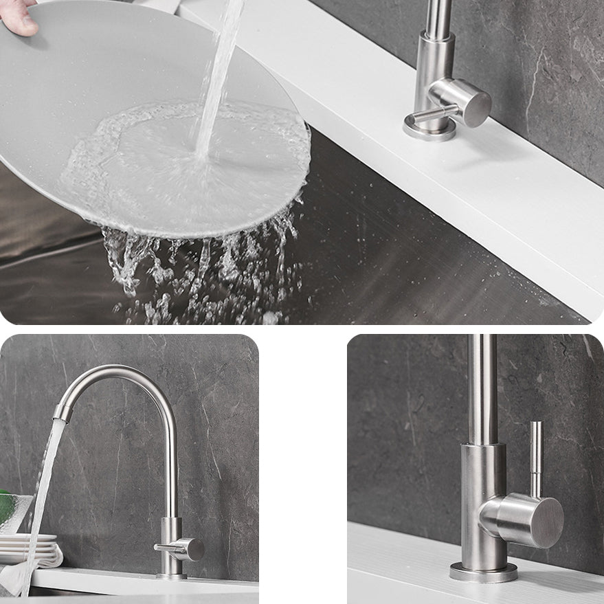 Modern High-Arc Kitchen Faucet Stainless Steel Lead Free Swivel Spout Faucets Clearhalo 'Home Improvement' 'home_improvement' 'home_improvement_kitchen_faucets' 'Kitchen Faucets' 'Kitchen Remodel & Kitchen Fixtures' 'Kitchen Sinks & Faucet Components' 'kitchen_faucets' 6800015
