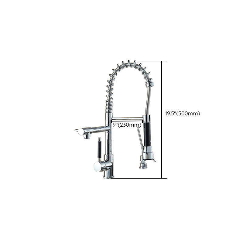 Pre-rinse Spring Spout Kitchen Sink Faucet Copper Swivel Spout with Pull out Sprayer Clearhalo 'Home Improvement' 'home_improvement' 'home_improvement_kitchen_faucets' 'Kitchen Faucets' 'Kitchen Remodel & Kitchen Fixtures' 'Kitchen Sinks & Faucet Components' 'kitchen_faucets' 6800027