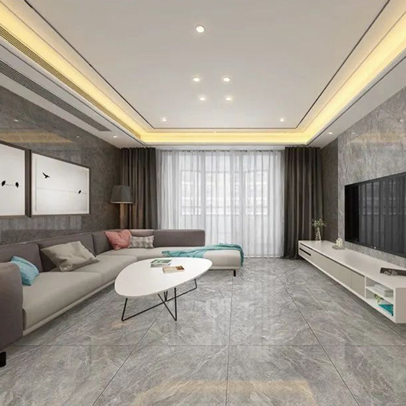 Floor & Wall Tile Marble Print Rectangle Living Room Indoor Floor Tile Smoke Gray 3 Cartons- 18 Pieces Clearhalo 'Floor Tiles & Wall Tiles' 'floor_tiles_wall_tiles' 'Flooring 'Home Improvement' 'home_improvement' 'home_improvement_floor_tiles_wall_tiles' Walls and Ceiling' 6800033