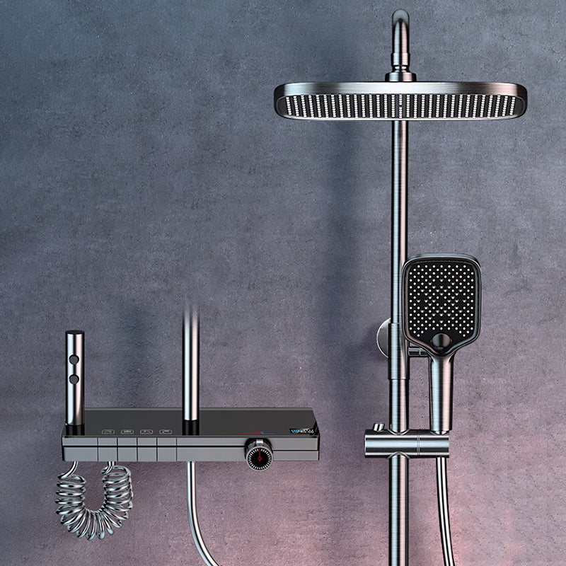 Modern Brass Shower Faucet Adjustable Spray Pattern Wall Mounted Shower Combo Clearhalo 'Bathroom Remodel & Bathroom Fixtures' 'Home Improvement' 'home_improvement' 'home_improvement_shower_faucets' 'Shower Faucets & Systems' 'shower_faucets' 'Showers & Bathtubs Plumbing' 'Showers & Bathtubs' 6800111