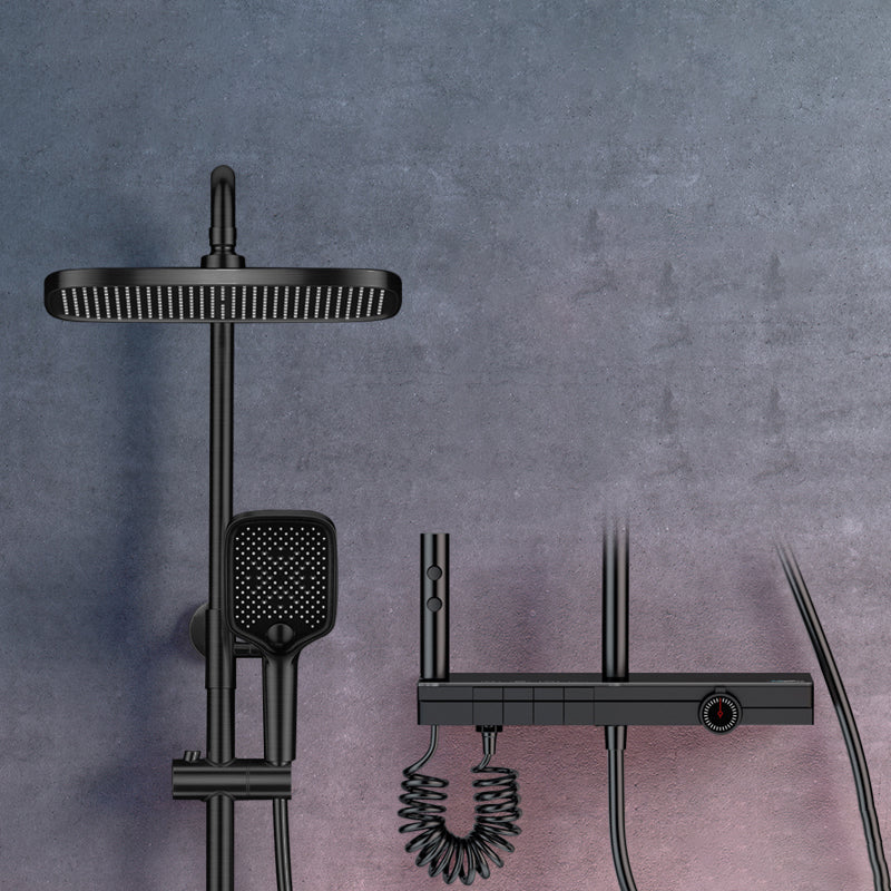Modern Brass Shower Faucet Adjustable Spray Pattern Wall Mounted Shower Combo Black Clearhalo 'Bathroom Remodel & Bathroom Fixtures' 'Home Improvement' 'home_improvement' 'home_improvement_shower_faucets' 'Shower Faucets & Systems' 'shower_faucets' 'Showers & Bathtubs Plumbing' 'Showers & Bathtubs' 6800112