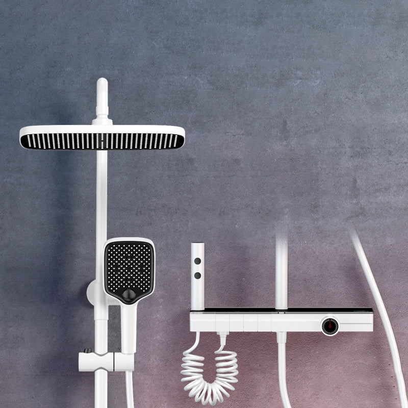 Modern Brass Shower Faucet Adjustable Spray Pattern Wall Mounted Shower Combo White Clearhalo 'Bathroom Remodel & Bathroom Fixtures' 'Home Improvement' 'home_improvement' 'home_improvement_shower_faucets' 'Shower Faucets & Systems' 'shower_faucets' 'Showers & Bathtubs Plumbing' 'Showers & Bathtubs' 6800115