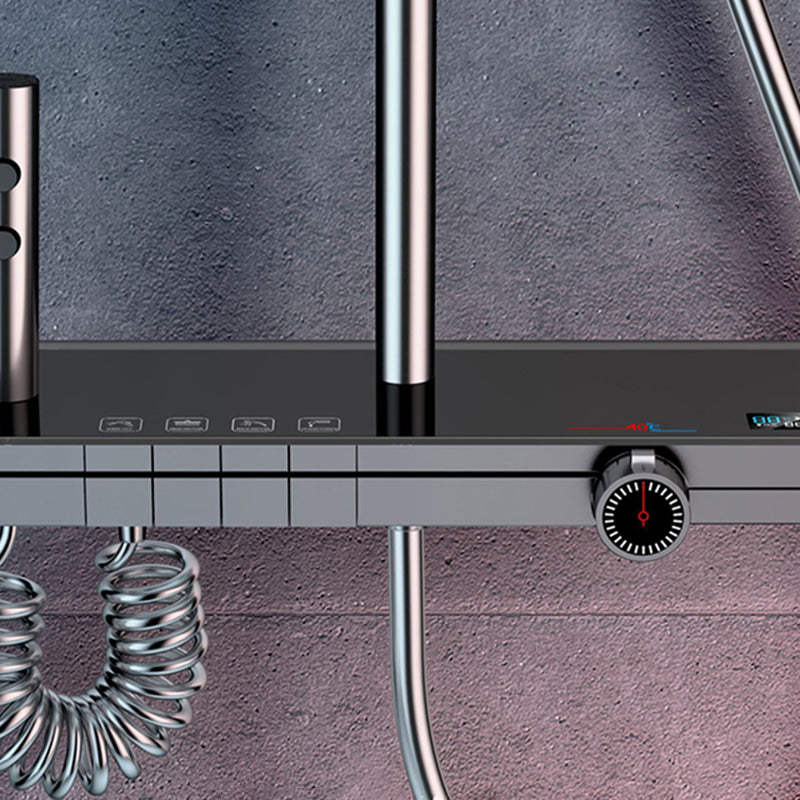 Modern Brass Shower Faucet Adjustable Spray Pattern Wall Mounted Shower Combo Clearhalo 'Bathroom Remodel & Bathroom Fixtures' 'Home Improvement' 'home_improvement' 'home_improvement_shower_faucets' 'Shower Faucets & Systems' 'shower_faucets' 'Showers & Bathtubs Plumbing' 'Showers & Bathtubs' 6800119