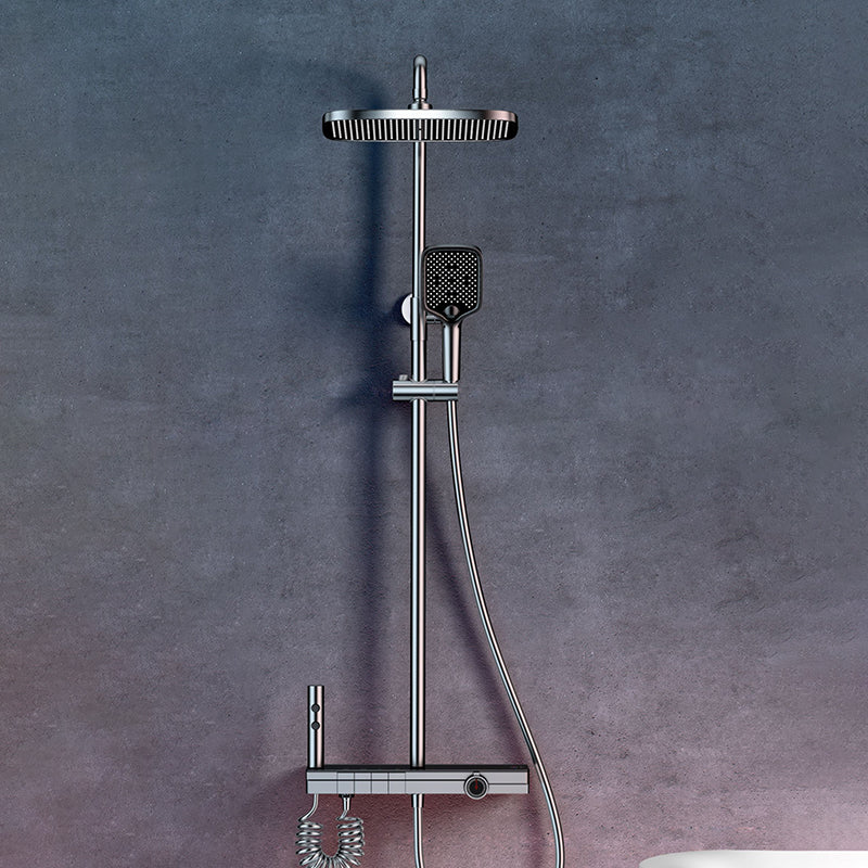 Modern Brass Shower Faucet Adjustable Spray Pattern Wall Mounted Shower Combo Clearhalo 'Bathroom Remodel & Bathroom Fixtures' 'Home Improvement' 'home_improvement' 'home_improvement_shower_faucets' 'Shower Faucets & Systems' 'shower_faucets' 'Showers & Bathtubs Plumbing' 'Showers & Bathtubs' 6800127