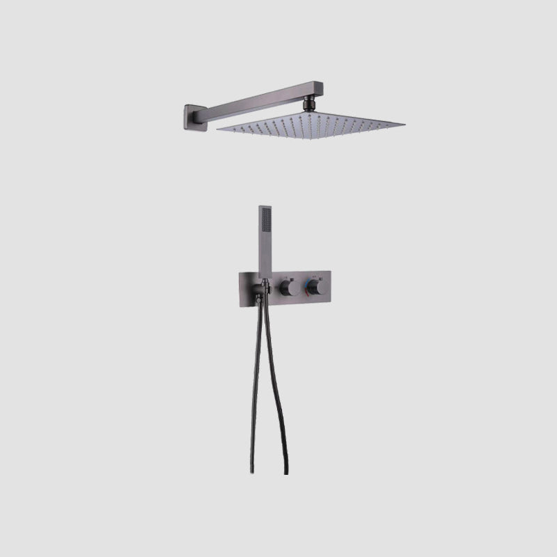 Shower System Square Rain Massage Handheld Shower Wall Mounted Shower Head Grey Clearhalo 'Bathroom Remodel & Bathroom Fixtures' 'Home Improvement' 'home_improvement' 'home_improvement_shower_faucets' 'Shower Faucets & Systems' 'shower_faucets' 'Showers & Bathtubs Plumbing' 'Showers & Bathtubs' 6800132