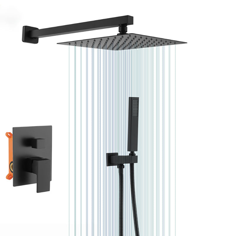 Shower System Square Handheld Shower Knot Handle Shower Trim Black Clearhalo 'Bathroom Remodel & Bathroom Fixtures' 'Home Improvement' 'home_improvement' 'home_improvement_shower_faucets' 'Shower Faucets & Systems' 'shower_faucets' 'Showers & Bathtubs Plumbing' 'Showers & Bathtubs' 6800145