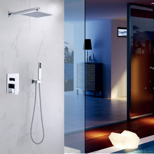 Shower System Square Handheld Shower Knot Handle Shower Trim Clearhalo 'Bathroom Remodel & Bathroom Fixtures' 'Home Improvement' 'home_improvement' 'home_improvement_shower_faucets' 'Shower Faucets & Systems' 'shower_faucets' 'Showers & Bathtubs Plumbing' 'Showers & Bathtubs' 6800147