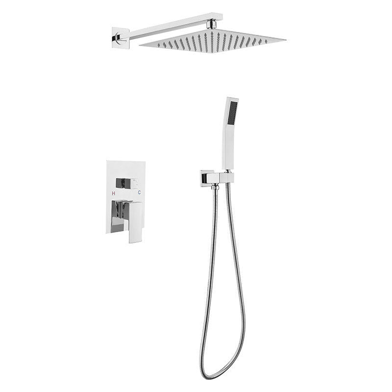 Shower System Square Handheld Shower Knot Handle Shower Trim Chrome Clearhalo 'Bathroom Remodel & Bathroom Fixtures' 'Home Improvement' 'home_improvement' 'home_improvement_shower_faucets' 'Shower Faucets & Systems' 'shower_faucets' 'Showers & Bathtubs Plumbing' 'Showers & Bathtubs' 6800148