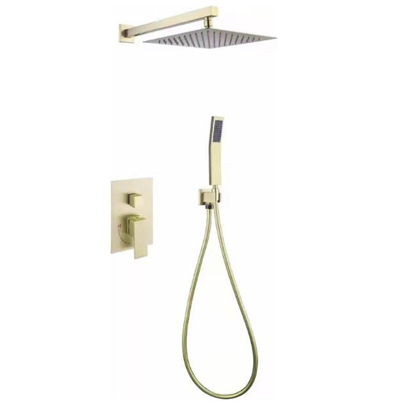 Shower System Square Handheld Shower Knot Handle Shower Trim Gold Clearhalo 'Bathroom Remodel & Bathroom Fixtures' 'Home Improvement' 'home_improvement' 'home_improvement_shower_faucets' 'Shower Faucets & Systems' 'shower_faucets' 'Showers & Bathtubs Plumbing' 'Showers & Bathtubs' 6800150
