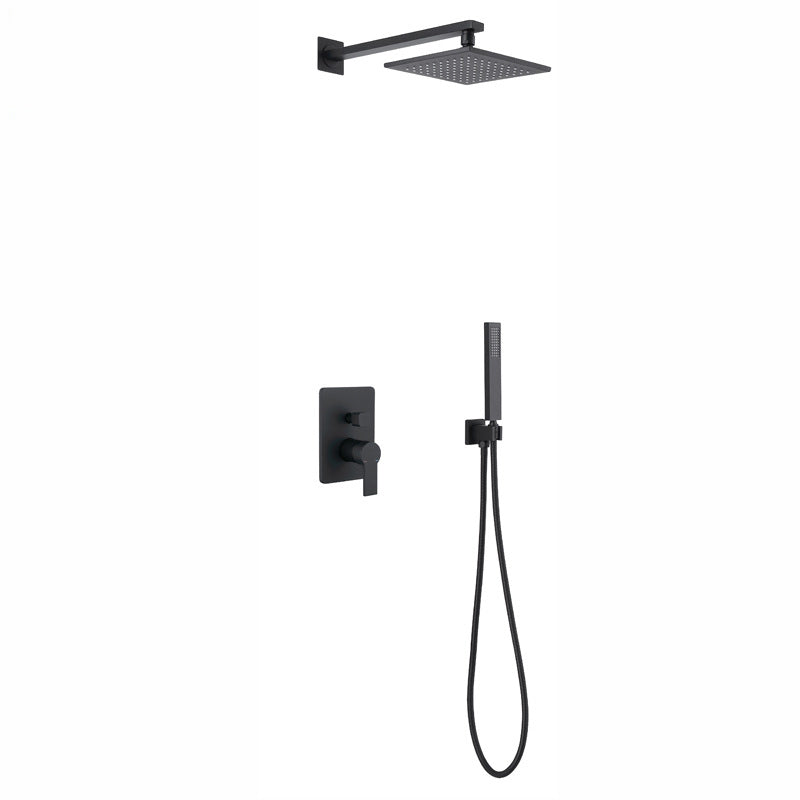 Shower System Square Handheld Shower Knot Handle Shower Trim Matte Black 13"L x 13"W Clearhalo 'Bathroom Remodel & Bathroom Fixtures' 'Home Improvement' 'home_improvement' 'home_improvement_shower_faucets' 'Shower Faucets & Systems' 'shower_faucets' 'Showers & Bathtubs Plumbing' 'Showers & Bathtubs' 6800152