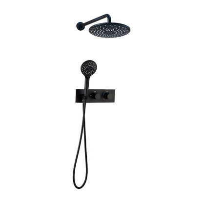 Modern Shower System Black Round Head Wall Mounted Shower Trim Black Clearhalo 'Bathroom Remodel & Bathroom Fixtures' 'Home Improvement' 'home_improvement' 'home_improvement_shower_faucets' 'Shower Faucets & Systems' 'shower_faucets' 'Showers & Bathtubs Plumbing' 'Showers & Bathtubs' 6800162