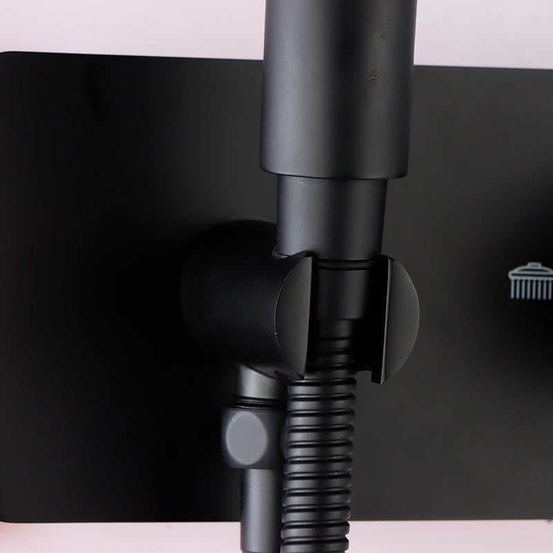 Modern Shower System Black Round Head Wall Mounted Shower Trim Clearhalo 'Bathroom Remodel & Bathroom Fixtures' 'Home Improvement' 'home_improvement' 'home_improvement_shower_faucets' 'Shower Faucets & Systems' 'shower_faucets' 'Showers & Bathtubs Plumbing' 'Showers & Bathtubs' 6800165