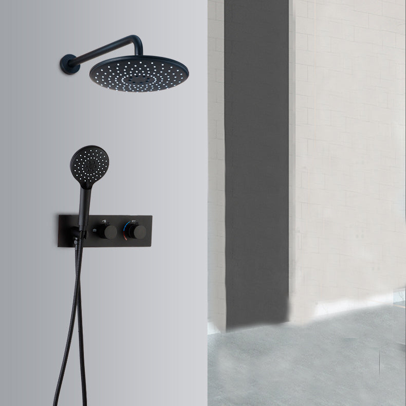 Modern Shower System Black Round Head Wall Mounted Shower Trim Clearhalo 'Bathroom Remodel & Bathroom Fixtures' 'Home Improvement' 'home_improvement' 'home_improvement_shower_faucets' 'Shower Faucets & Systems' 'shower_faucets' 'Showers & Bathtubs Plumbing' 'Showers & Bathtubs' 6800167