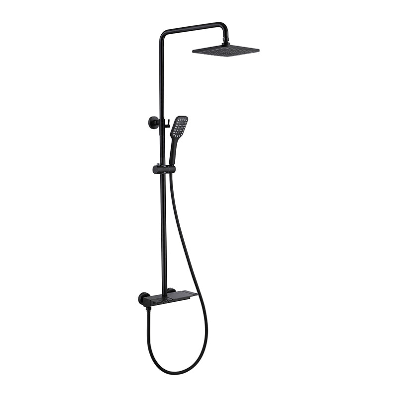 Modern Shower Set Brass Adjustable Shower Head Wall Mounted Shower Head Combo Black 3 Digital Display Not Included Clearhalo 'Bathroom Remodel & Bathroom Fixtures' 'Home Improvement' 'home_improvement' 'home_improvement_shower_faucets' 'Shower Faucets & Systems' 'shower_faucets' 'Showers & Bathtubs Plumbing' 'Showers & Bathtubs' 6800175