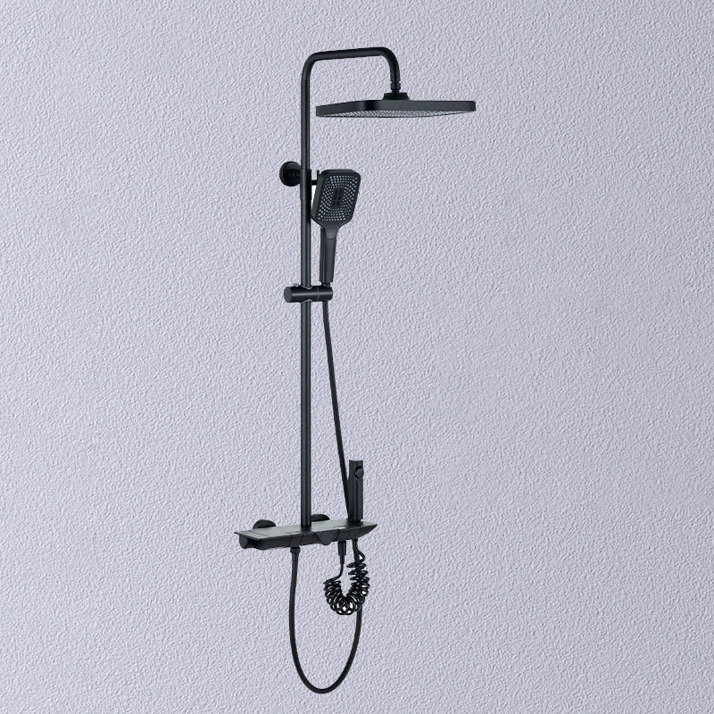 Modern Shower Set Brass Adjustable Shower Head Wall Mounted Shower Head Combo Black 4 Digital Display Included Clearhalo 'Bathroom Remodel & Bathroom Fixtures' 'Home Improvement' 'home_improvement' 'home_improvement_shower_faucets' 'Shower Faucets & Systems' 'shower_faucets' 'Showers & Bathtubs Plumbing' 'Showers & Bathtubs' 6800176