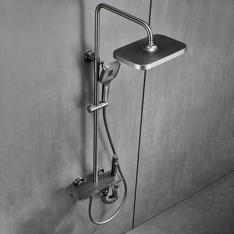 Modern Shower Set Brass Adjustable Shower Head Wall Mounted Shower Head Combo Clearhalo 'Bathroom Remodel & Bathroom Fixtures' 'Home Improvement' 'home_improvement' 'home_improvement_shower_faucets' 'Shower Faucets & Systems' 'shower_faucets' 'Showers & Bathtubs Plumbing' 'Showers & Bathtubs' 6800177