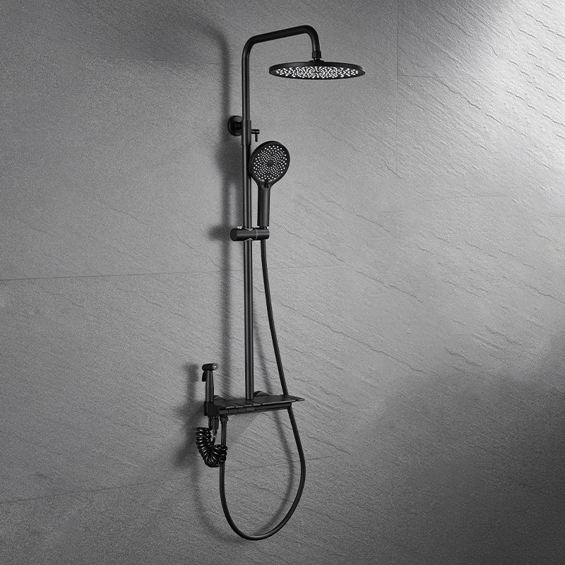 Modern Shower Set Brass Adjustable Shower Head Wall Mounted Shower Head Combo Black 4 Digital Display Not Included Clearhalo 'Bathroom Remodel & Bathroom Fixtures' 'Home Improvement' 'home_improvement' 'home_improvement_shower_faucets' 'Shower Faucets & Systems' 'shower_faucets' 'Showers & Bathtubs Plumbing' 'Showers & Bathtubs' 6800178