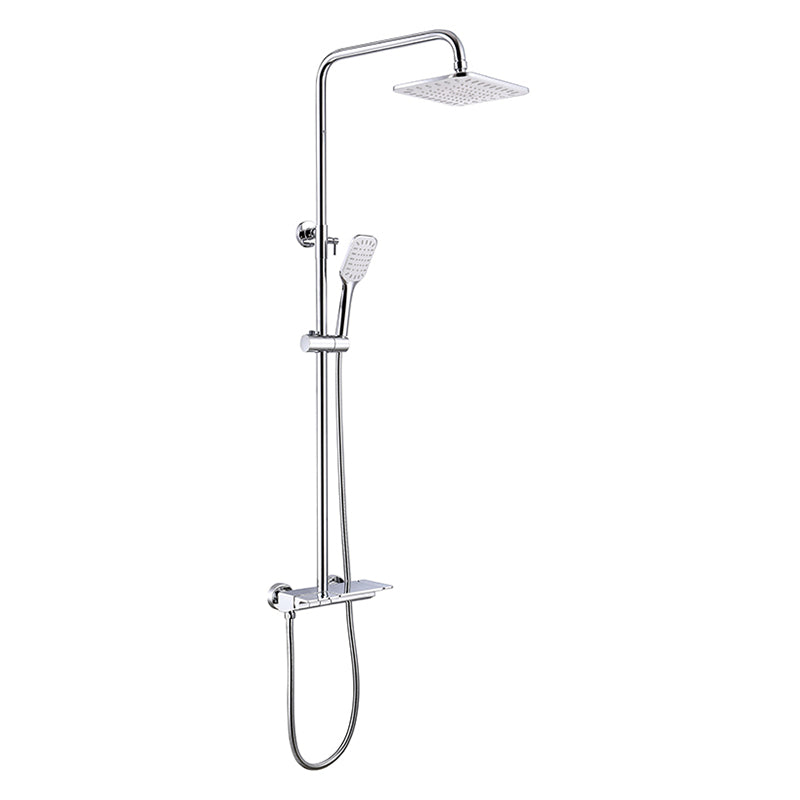 Modern Shower Set Brass Adjustable Shower Head Wall Mounted Shower Head Combo Silver 3 Digital Display Not Included Clearhalo 'Bathroom Remodel & Bathroom Fixtures' 'Home Improvement' 'home_improvement' 'home_improvement_shower_faucets' 'Shower Faucets & Systems' 'shower_faucets' 'Showers & Bathtubs Plumbing' 'Showers & Bathtubs' 6800181