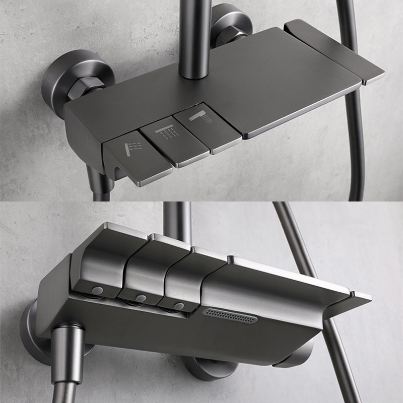 Modern Shower Set Brass Adjustable Shower Head Wall Mounted Shower Head Combo Clearhalo 'Bathroom Remodel & Bathroom Fixtures' 'Home Improvement' 'home_improvement' 'home_improvement_shower_faucets' 'Shower Faucets & Systems' 'shower_faucets' 'Showers & Bathtubs Plumbing' 'Showers & Bathtubs' 6800184